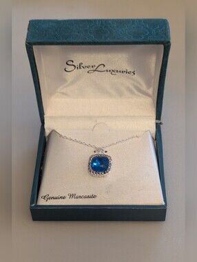 Silver Luxuries Fine Silver Plated Genuine Marcasite Necklace. New Original Box.